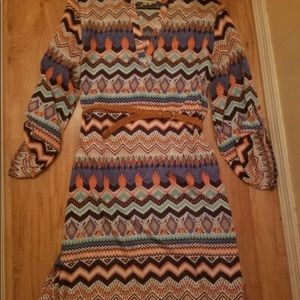Multi-color blouse dress w/ belt